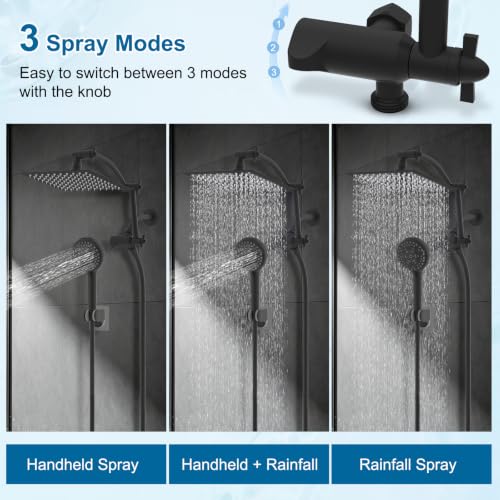 Hibbent Metal 8" High Pressure Rain Shower Head Combo, Oil-Rubbed Bronze - image 2