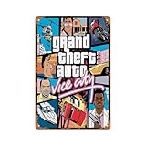 Wall Decor Sign - GTA Vice City Original Poster 8X12 Inch Vintage Look Metal Sign,Bar, Man CAVE Art Decoration