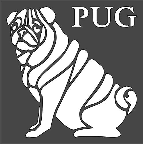 Pug Dog Logo Stencil Reusable Sturdy Flexible Clear Plastic 1-5.5x5.5 in Arts and Crafts Material Scrapbooking for Airbrush Painting Drawing