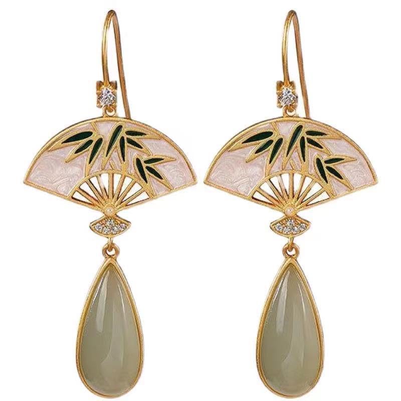 Boucles d'oreilles pendantes d'art chinois en résine pour vos soirées