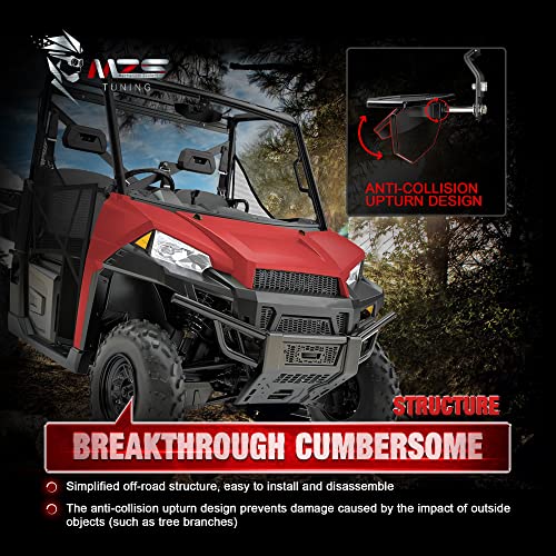 Image of MZS Aluminum UTV Rearview Center Mirror, Ranger Rear View Mirror Compatible with XP 1000 Crew, 1000 Diesel Crew, Midsize 500 570 Crew, XP 570 Crew, XP 900 Crew, EV, ETX, Defender