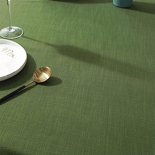 Nappe ronde en coton lin décoration table cuisine vert armée 250cm