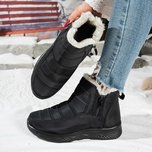 Dritnow Shoes Women’s Insulated Snow Boots, Waterproof Non-Slip Fur Lined Comfortable Warm Winter Ankle Boots for Outdoor Walking4