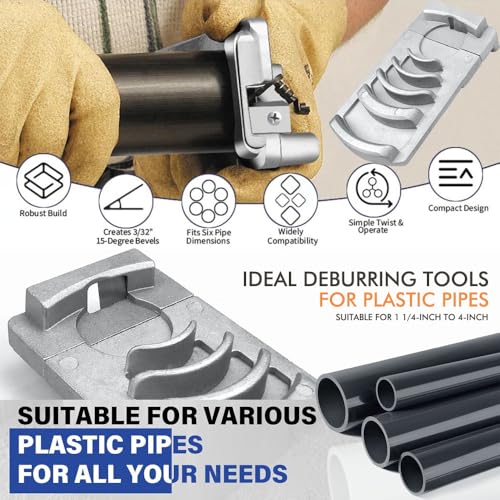 Herramienta de desbarbado de tubos de PVC de 1-1/4 a 4 pulgadas con escariador para fontanería 8