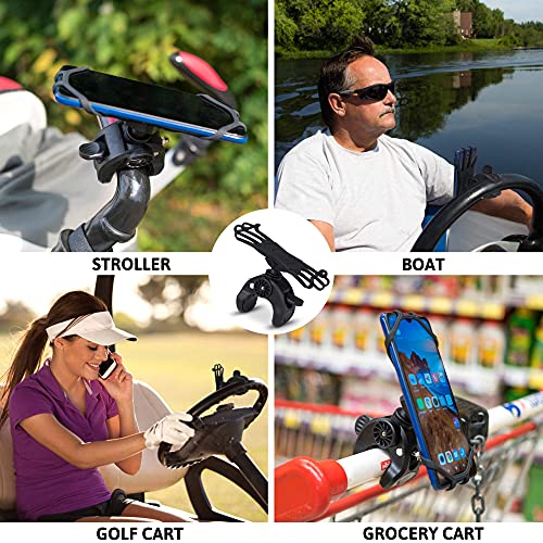 Universal Cell Phone Holder Mount - Golf Cart, Push Cart, Baby Stroller, Shopping Cart, Bike, Motorcycle, Boat, Spin Bike, Bicycle Handlebars - Iphone, Samsung Galaxy And Note, Pixel, Any Smartphone #TOP1