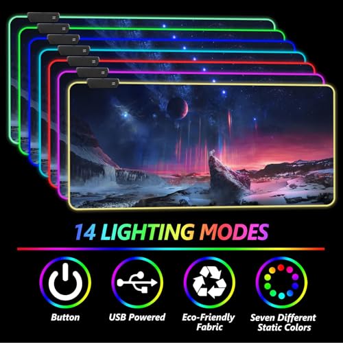 Alfombrilla de mouse para computadora DINKY RGB grande con diseño de espacio celeste 2