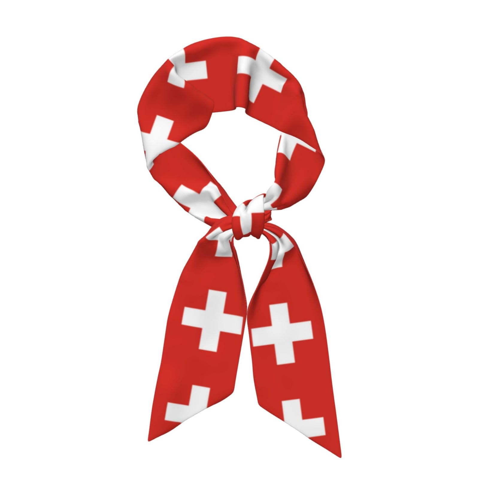 Wzywhj Women's Black Swiss Flag Picture Silk Scarf For 46.9 * 3.1 In Headband, One Size, One Size