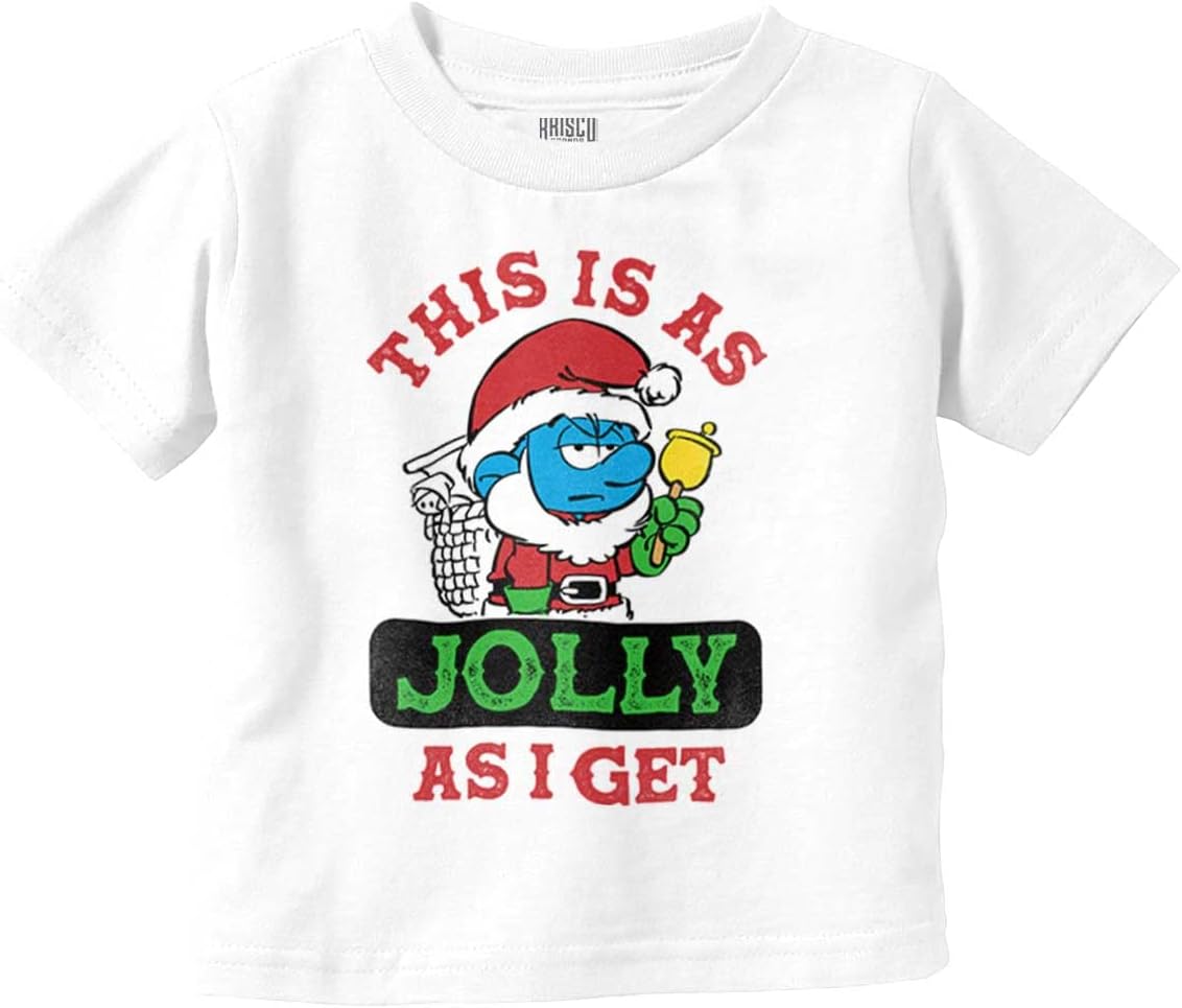 Brisco Brands Santa Grumpy Smurf Jolly Christmas Toddler Boy Girl T Shirt