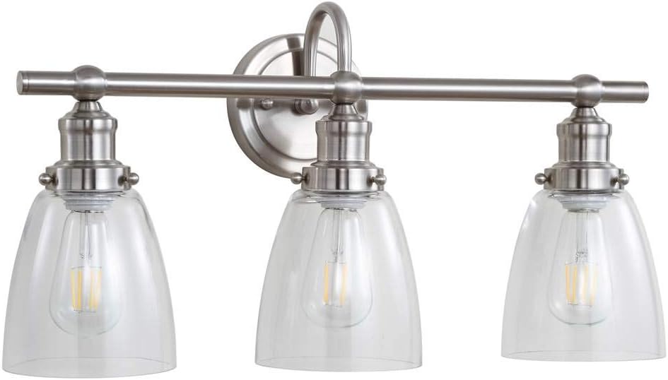 Dunes 3-Light Nickel and Clear Glass Bathroom Sconce