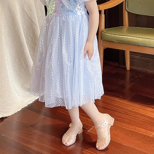 Image of techcity Princess Girls Sandals Dress Up Dance Party Cosplay Jelly Shoes for Kids Toddler Mary Janes