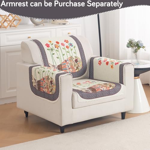 Image of HOKIPO HeavenHue Sofa Cover 1 Seater for Seat & Back, Floral Patchwork