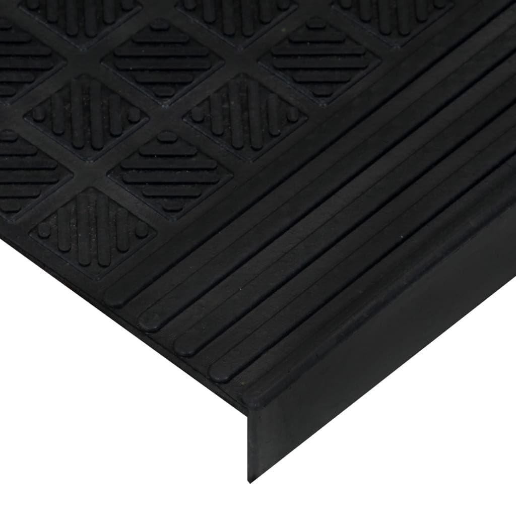 Juego de 10 alfombrillas de goma negra para escalones, 25 x 75 cm, con superficie antideslizante, diseño moderno, duradero y resistente, para escaleras, salón, pasillo