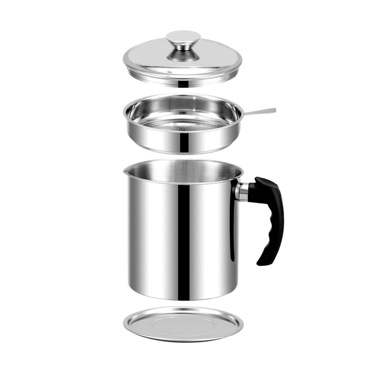 LEIYTFE Filtro De Aceite 47.34oz/ 60.8oz Acero Inoxidable,Colador Y Contenedor De Grasa, Lata De Almacenamiento De Aceite De Cocina para Grasa,Aceite De Fritura Caliente (Size : 1.8L)