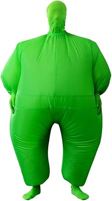 Inflatable Full Body Jumpsuit Cosplay Costume Halloween Funny Fancy Dress Blow Up Party Toy (Green)