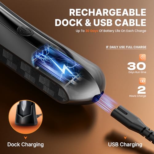 Image of PRITECH Electric Body Hair Trimmer - Waterproof Mens Groin Hair Trimmer Ball Shaver USB Recharge Dock Body Grooming Kit with Ceramic Blade Male Hygiene Razor (Drak Gray)