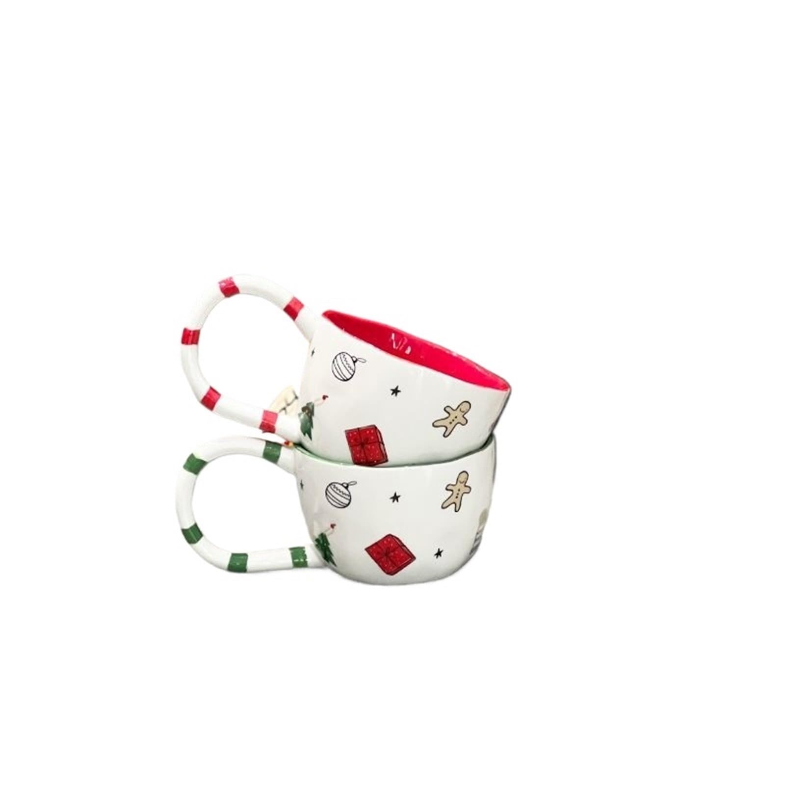 Tazza Per Coppie 2PCS 350ML Tazza di caffè di Natale Pizzicata a mano Tazza di ceramica Inverno Tè pomeridiano Latte Irregolare Grande manico Acqua Articoli e Attrezzature for Acqua, Caffè, Tè Per Nat