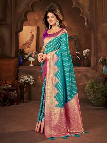Image of Mehrang Women's Pure Kanjivaram Silk Saree Banarasi Silk Wedding Sarees for Women with Blouse Piece