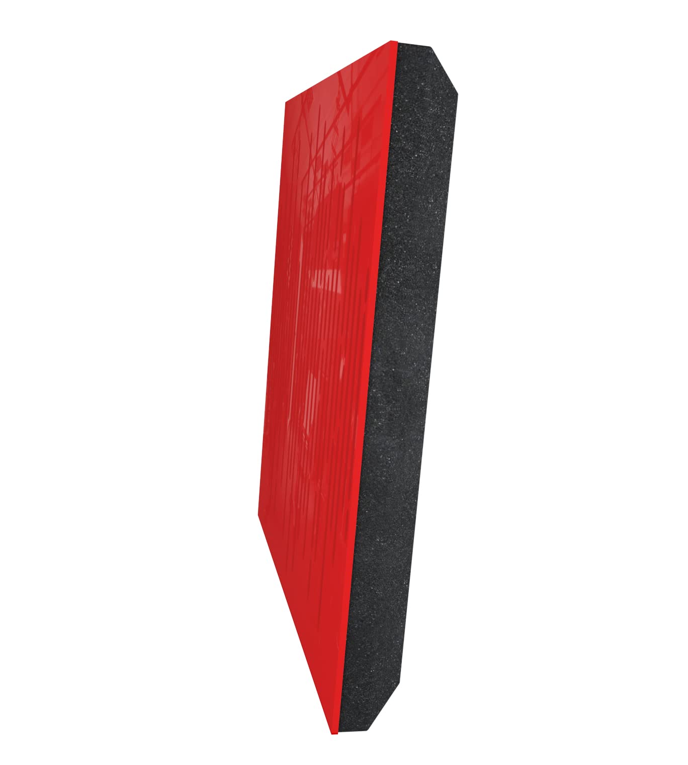 Lot de 4 panneaux acoustiques absorbants et diffusants | 50x50x5 cm | Absorption - Diffusion - Réflexion - Correction acoustique | Bois perforé laminé : [x4 WAVE | Plastique rouge brillant]