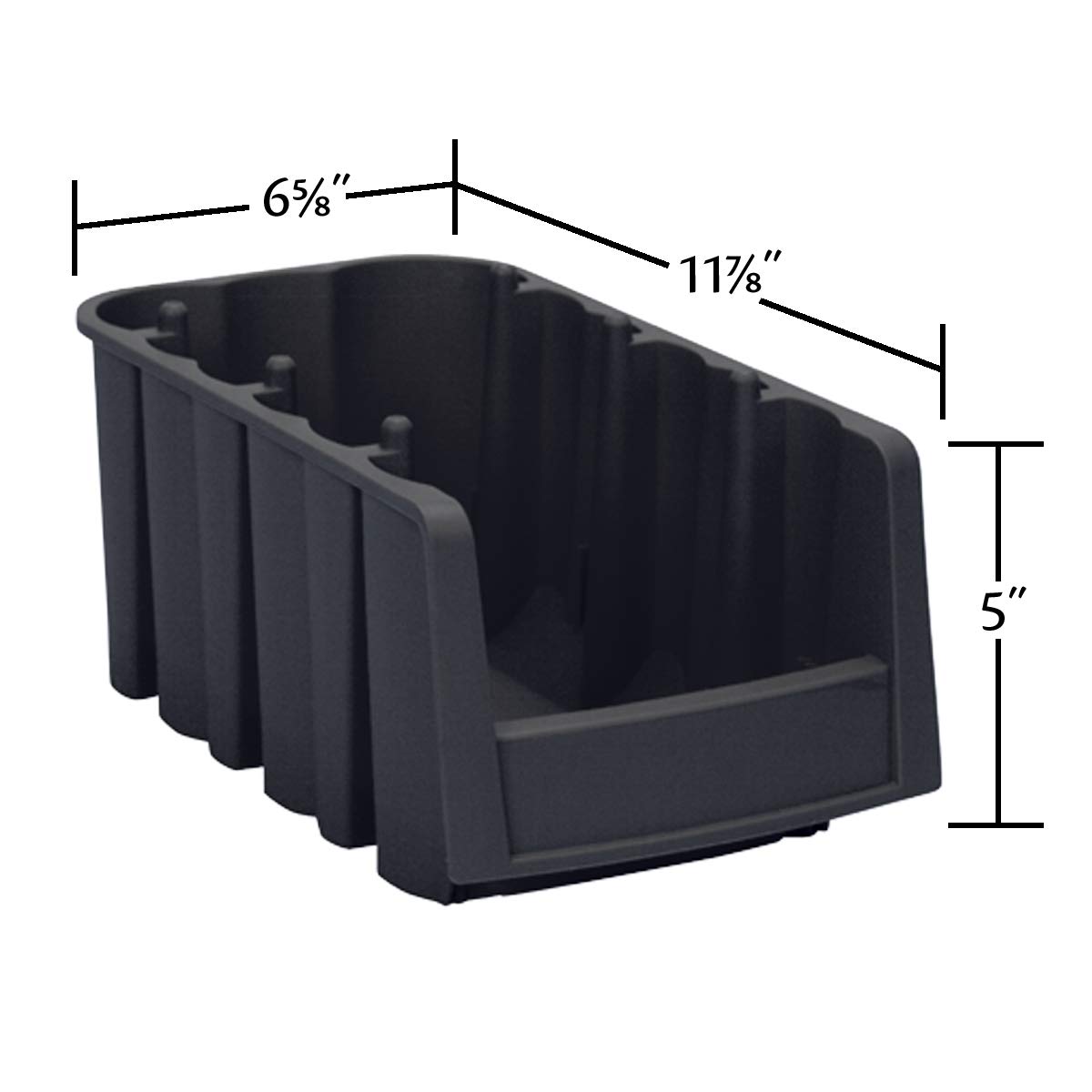 Akro-Mils, 30716, 30716 commerciali, impilabili, plastica, impilabili, 11-7/8 pollici di larghezza, 6,5 lunghi / 8 cm e 5 cm di altezza, nero, 10 pezzi