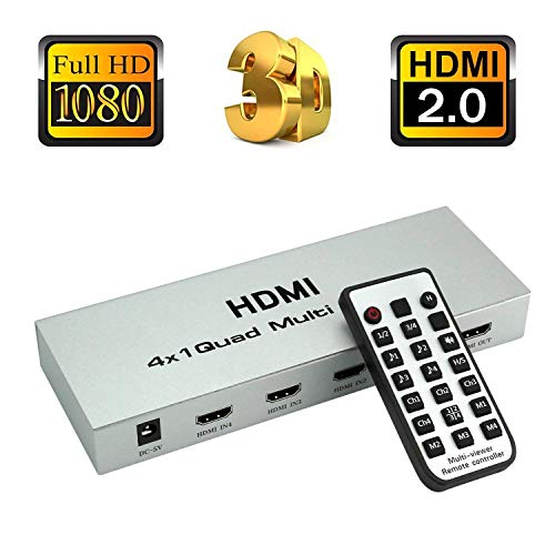 Image of MICROWARE HDMI Switcher 4 in 1 Out, 4x1 Quad Multi-Viewer 1080P 3D Quad Screen Real Time Multi-Viewer Support Five Models Switching