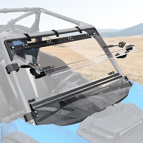 POKIAUTO 3-IN-1 Flip Up Windshield for Kawasaki Teryx KRX