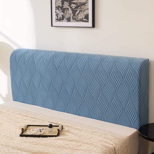 Image of HOMETHREADS Stretchable Lycra /Velvet Headboard Cover | Soft, Dust-Proof & Wrinkle-Resistant Bed Back Protector | Fits Leather, Wooden & Fabric Bedsides |for 5ft to 5.5ft Beds | (Blue, 150x65cm)