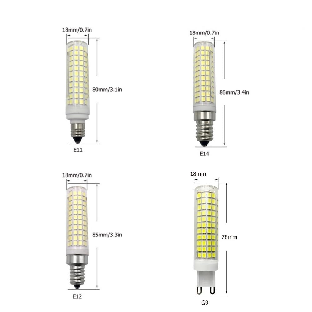 YSJX Lighting, Confezione da 10, lampadina LED a mais AC220V G9/E11/E12/E14 2835SMD 136LED 15W lampadina in ceramica dimmerabile(Warm white,E14 15W)