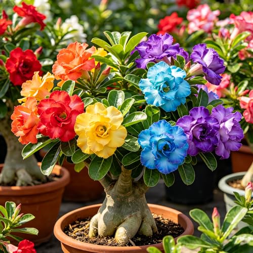 wüstenrosen/wüstenblume - Adenium obesum - balkonblumen wüstenrosenknolle topfblumen 2Rhizome
