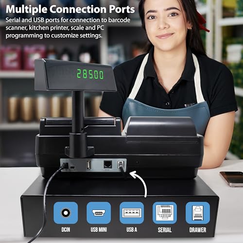 Image of Nadex CR260 Cash Register, Steel Drawer, Fast Printing, User-Friendly Interface, Black