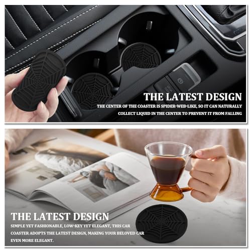 4 piezas coaster tazas para auto silicona 7cm negro miniatura 7