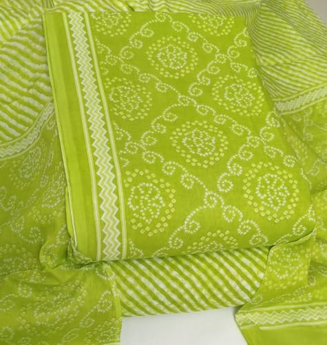 Image of DRAVINAM Trends Women's Premium Cambric Cotton Jaipuri Printed Unstitched Salwar Suit Dress Material with Mulmul Cotton Dupatta
