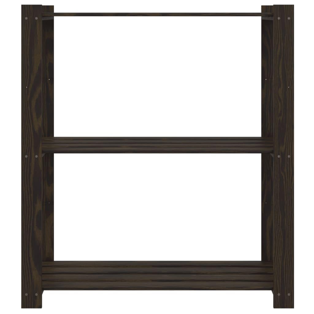 Estantería de 3 Niveles Madera Maciza de Pino Negro 80x38x90 cm, Estanterias Almacenaje, Estanterias Trastero, Estanterias para Garaje, Estantes para Herramientas, Estanteria Almacen - 373408