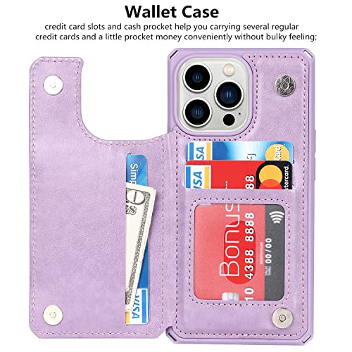 Étui à rabat iPhone 13 Pro en cuir synthétique de qualité violet - 5