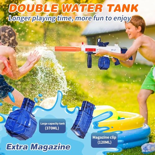 Image of Storio Rechargeable Electric Automatic Water Blaster Spray Gun for Adults Children with Double Water Tank, Spray Gun, Large Range 7-10 M, Summer Beach Outdoor Swimming Pool Party