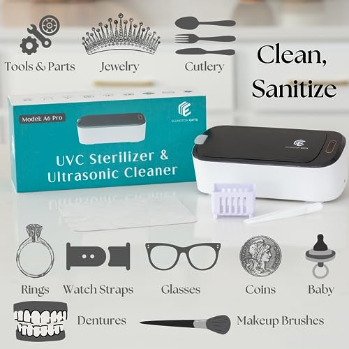 Limpador ultrassônico de joias UV-C, potência de 550ml 46KHz, máquina esterilizadora profissional, c