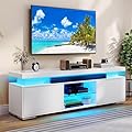 DWVO LED TV Stand for 65 inch TV w/Power Outlet, TV Stands for Living Room, Entertainment Center with Storage, Modern Television Stand, Gaming Media Stand White