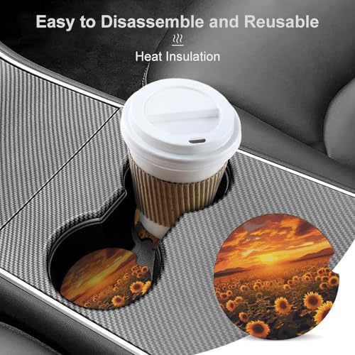 Portavasos para coche con diseño girasol, pack de 2 unidades miniatura 4