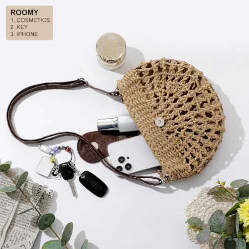 Image of LEVOTIER Woven Straw Crossbody Bags for Women - Handmade Casual Beach Purse