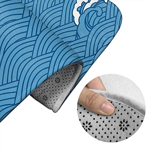 DIRYKILP Badematte + Konturmatte + Toilettendeckelbezug, Romantische Welle 3 Stück Badematte Set, mit rutschfester Klebeunterseite – Bild 6