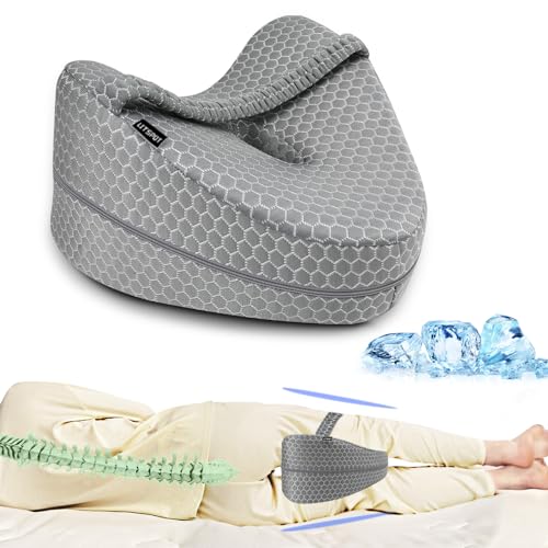 LITSPOT Oreiller de Jambe Rafraichissant Coussin de Genou pour Dormeurs Latéraux avec Mousse à Mémoire de Forme pour Soulagement la Pression au Dos, Hanches...