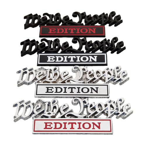 Image of Pair Set We The People Edition Metal Emblem 3D Badge Decal Fits for Universal Vehicle, Car, Truck, SUV Decoration (Black Red)