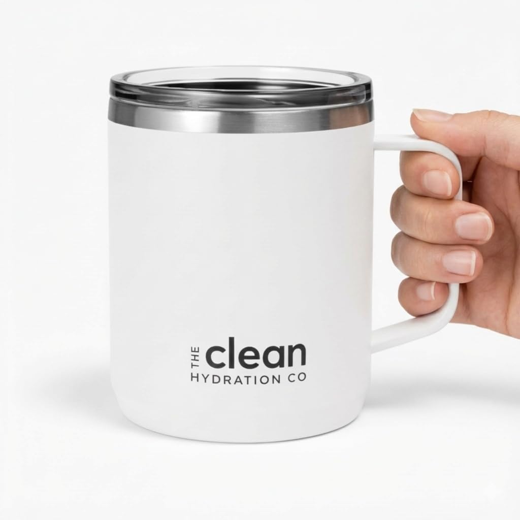 Amazon.com: The Clean Hydration Company Coffee Mug Travel Mug Insulated 12  Oz | Ceramic Lined Travel Cup with Lid | Reusable Office Mug Double Wall  Vacuum Eco-Friendly BPA-Free (Aqua) (White) : Home