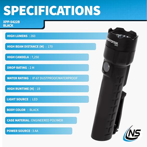 Image of Nightstick XPP-5422B 3 AA Intrinsically Safe Permissible Dual-Light Flashlight, Black
