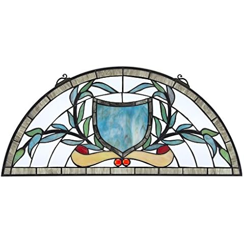 Buntglas-Panel - heraldisches Schild Demi-Lune Buntglas-Fenster Behang - Fensterbehandlungen Cover