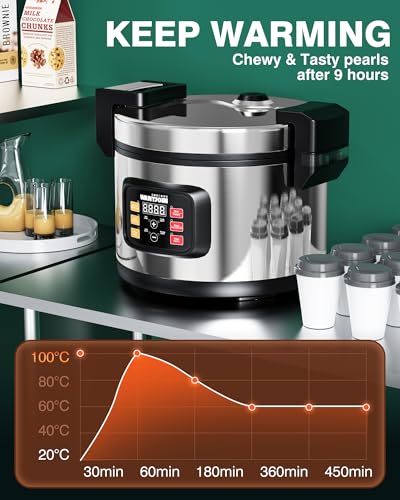 Image of WantJoin Boba Cooker - 12L Commercial Boba Maker Machine for Pearls, Bubble Tea, Suit for Restaurants, Milk Tea Stores, Dessert Stores, 1850W