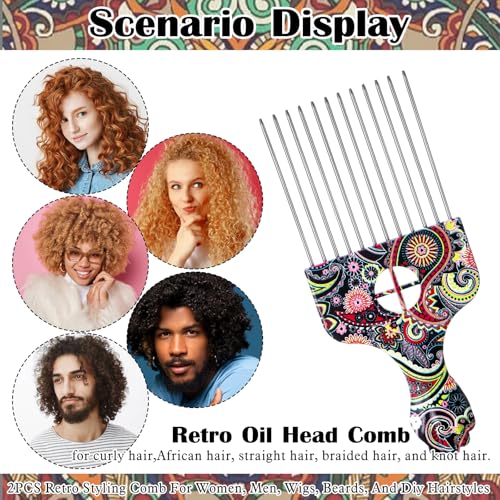 Molain 2 Pack Peines Afro de Acero Inoxidable miniatura 5