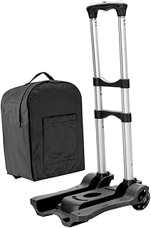 ULTECHNOVO 1 Set Trolley Trolley Wheel Barrow Heavy Duty Portable Hand Truck Shopping Trolley Foldable Cart Trolley for Shopping Sturdy Shopping Cart Outdoor Luggage Cart Small Trailer Black