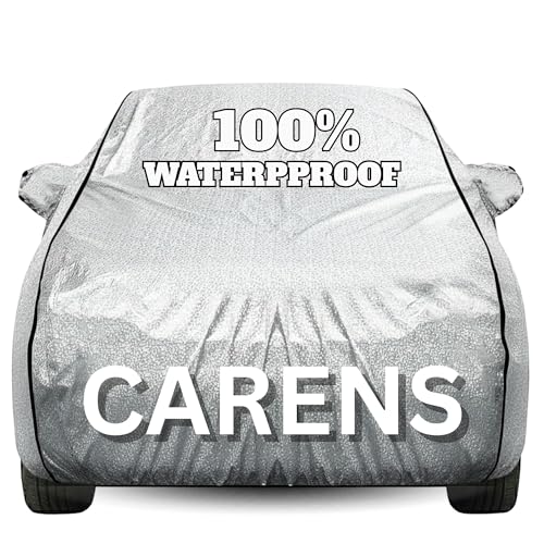 Image of Waterproof Car Body Cover - 100% Water Proof Custom Fit New Car Covers, Outdoor Full Protecting Cover for Carens (All Models) with Free Storage Bag - UV, Rain & Dust, All Weather Protection