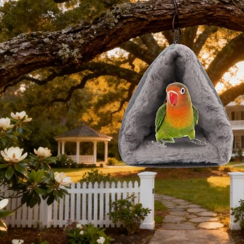 Image of Litewoo Bird Nest Bed for Parrot Warm Winter Hanging Hammock Hut, M, Grey