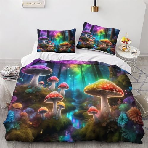 Housse de couette champignon anti-allergie microfibre douce lit double - 4